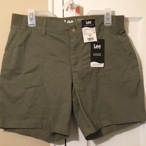 Army green mid rise shorts, size 10 regular fit